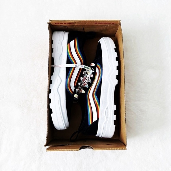 NIB Vans Old Skool Sentry Pride Black & White Rainbow Platform Sneakers - Picture 10 of 11